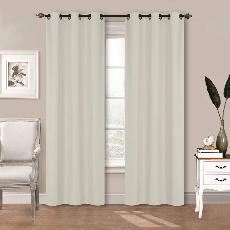 Home Collection 2 Panels 100% Blackout Curtain Set Solid Color with Rod Pocket Grommet Drapes for Kitchen, Dinning Room, Bathroom, Bedroom,Living Room Window New (74” Wide X 83” Long, Ivory) - Image 1